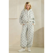 Printed Bubble Hem Knit Hoodie