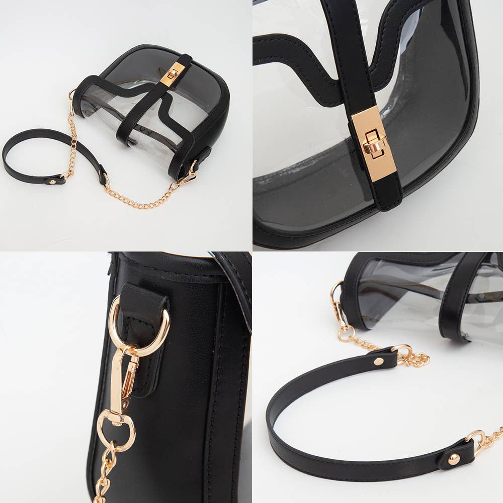 Clear Transparent Saddle Bag
: Gold