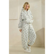 Printed Bubble Hem Knit Hoodie