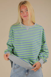 Green/Blue Striped Oversized top