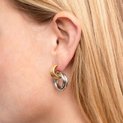 Mixed Metal Double Round Stud Earring
