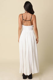 White Sian Contrast Tie Maxi Dress