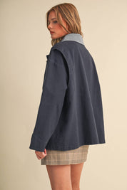 Navy Corduroy Collar Utility Jacket