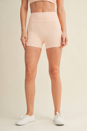 Hot Pink Gingham Biker Shorts