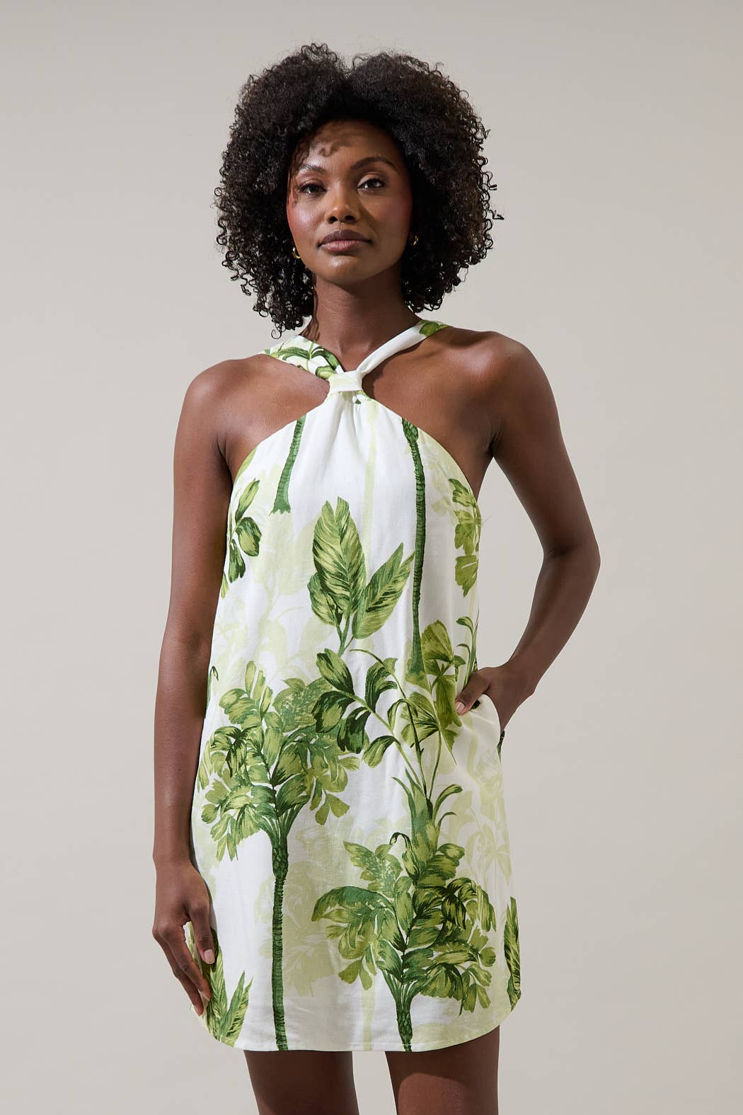 Palmet Tropical Amory Halter Mini Dress