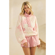 Pink Printed Quarterzip Sweater
