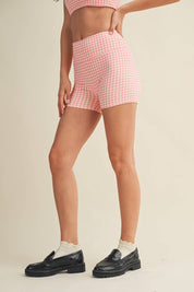 Hot Pink Gingham Biker Shorts