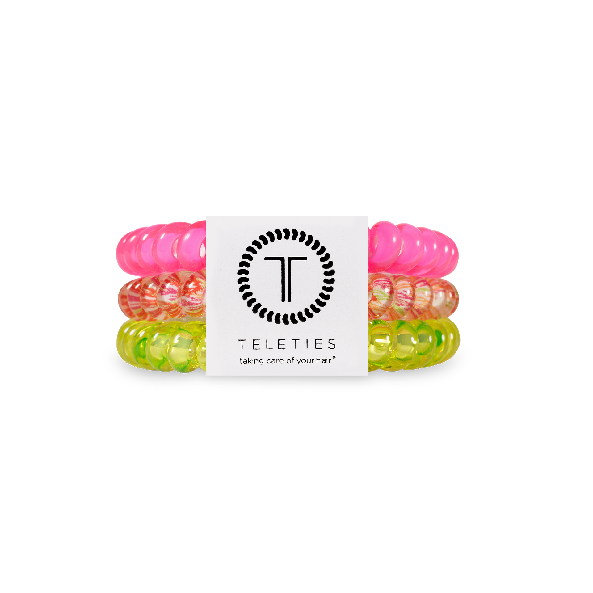 Spiral Hair Coils | Small | Tropical Punch — strong grip, no rip spiral hair tie and doubles as a bracelet