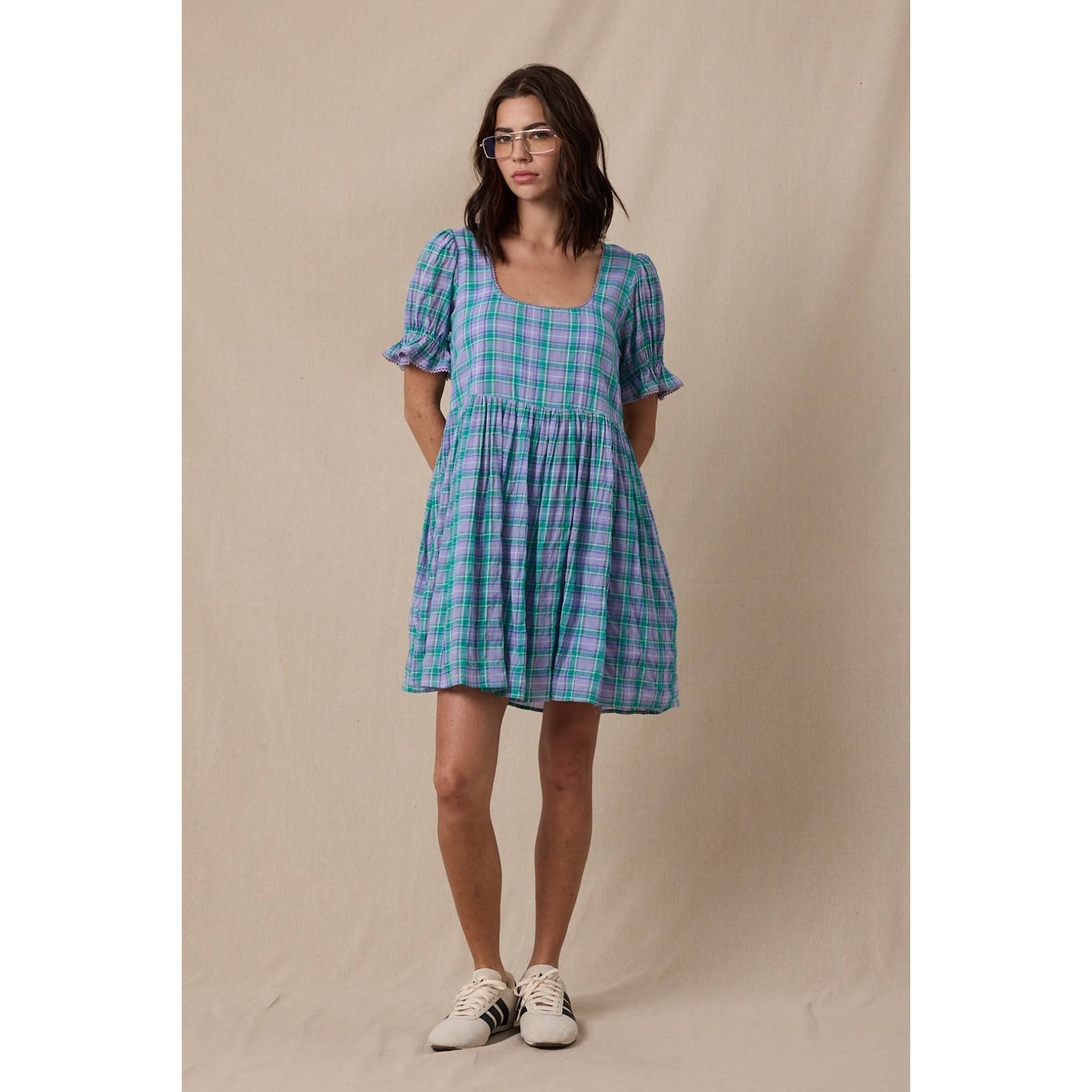 Purple Flannel Mini Dress