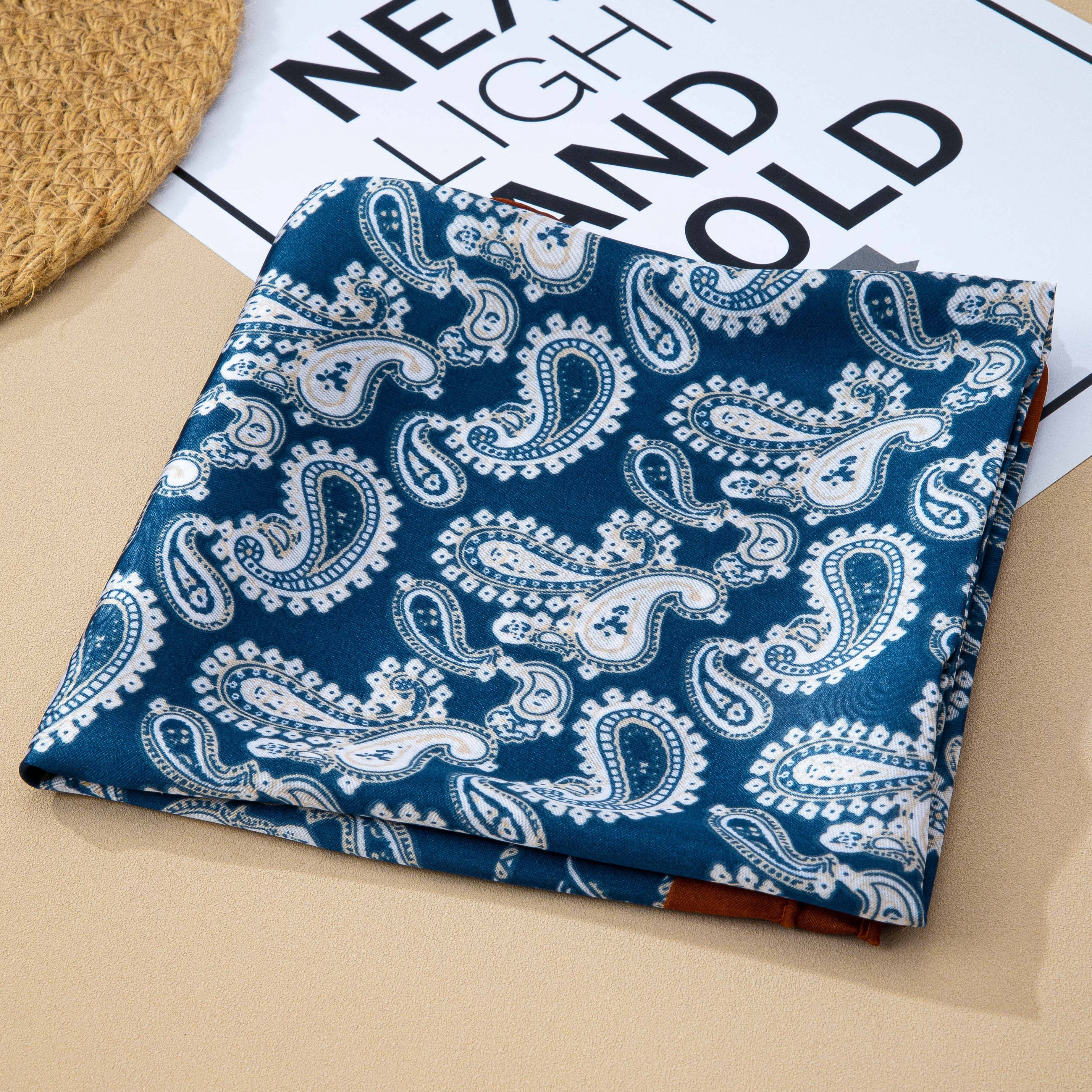 Teal Paisley Border Square Scarf