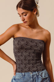 Black Floral Seamless Tube Top