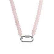 Stainless Steel Pink Chunky Glass Bead Necklace