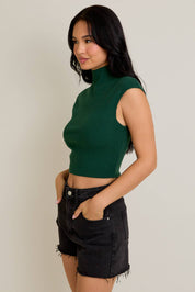 Green High Neck Sweater Top