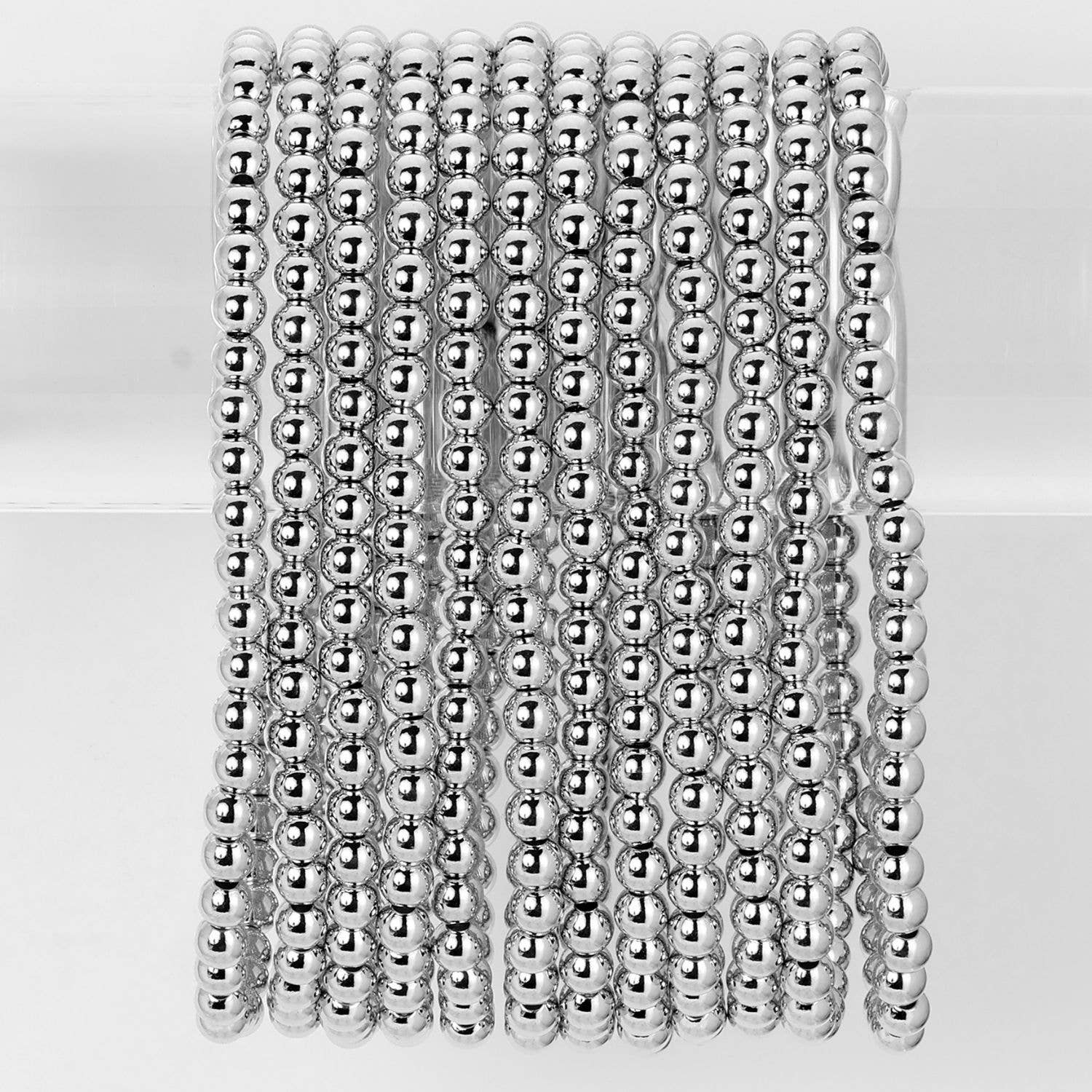 Classic Beaded Stretch Bracelets: Gold / 4mm