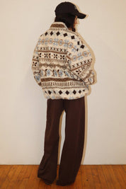 Cream Patterned Fleece Pullover — view 11
