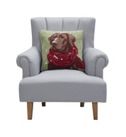 Snowy Chocolate Lab Hook Pillow