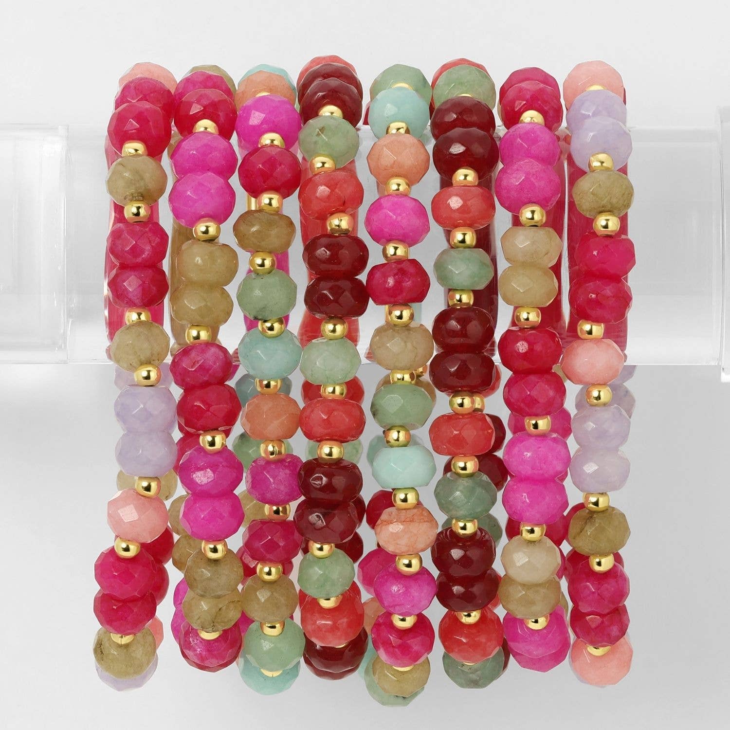 Large Stone Bracelets with Gold Bead Accents - Assorted