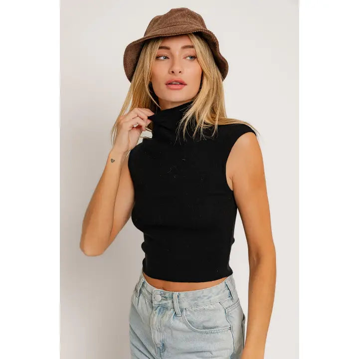 Black High Neck Sweater Top