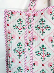 Folk Floral Large Quilted Tote Bag