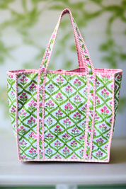 Miller Pink and Green Floral Tote Bag