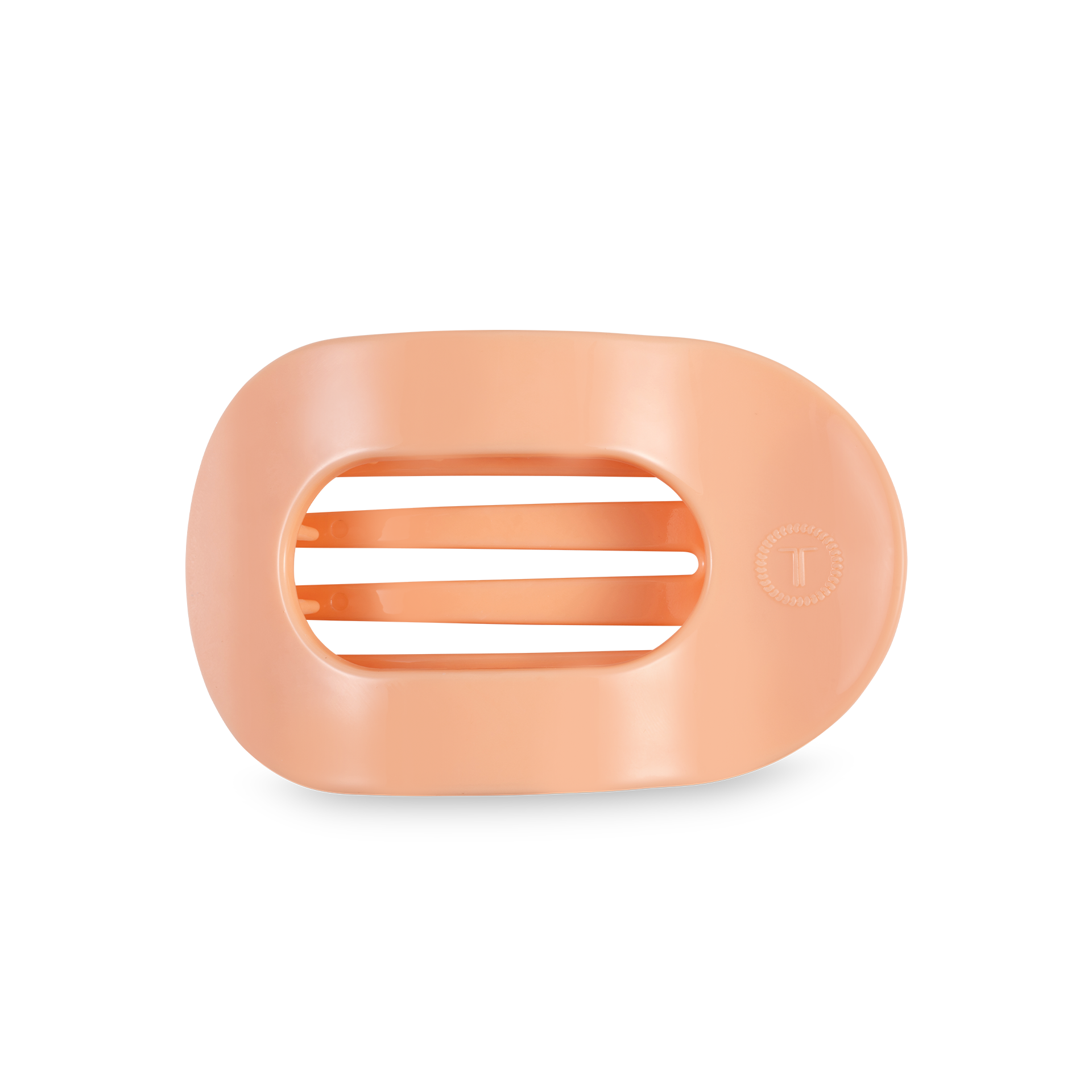 Flat Round Hair Clip | Medium | Peach Fuzz — rounded oval shape and bendable teeth for a secure yet gentle hold