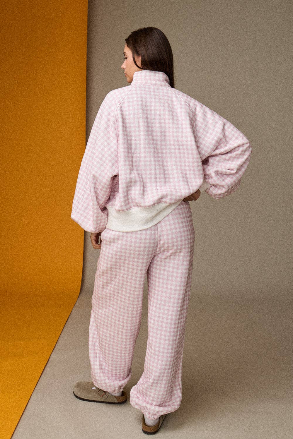 Pink Checkered Snap Button-up