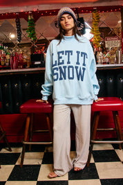 Light Blue Let It Snow Mockneck Sweatshirt