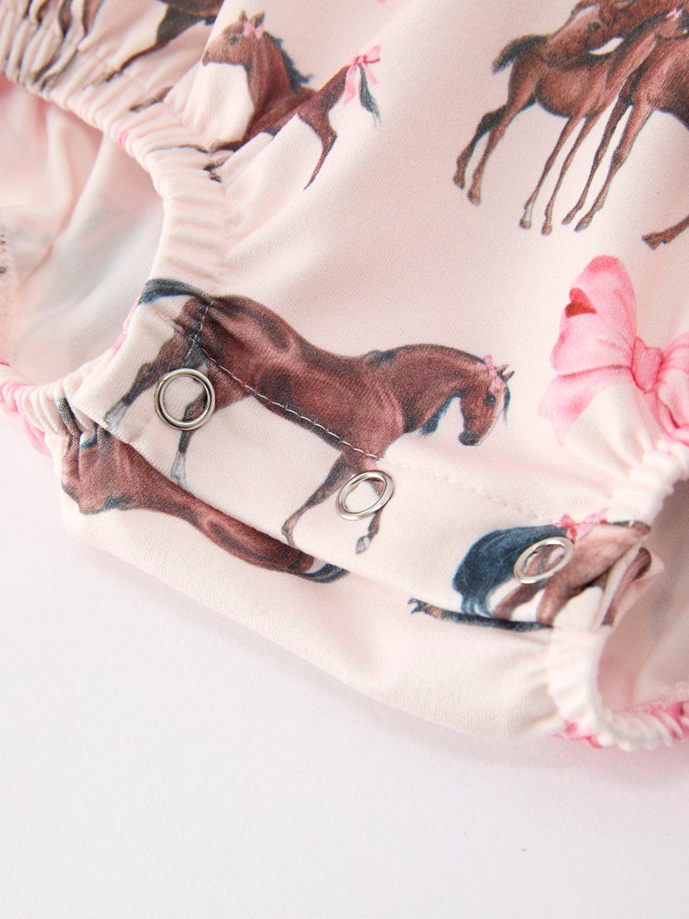 Western Horse Smocked  Bow Ruffle Romper