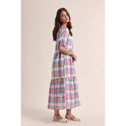 Multi Color Plaid Midi Dress