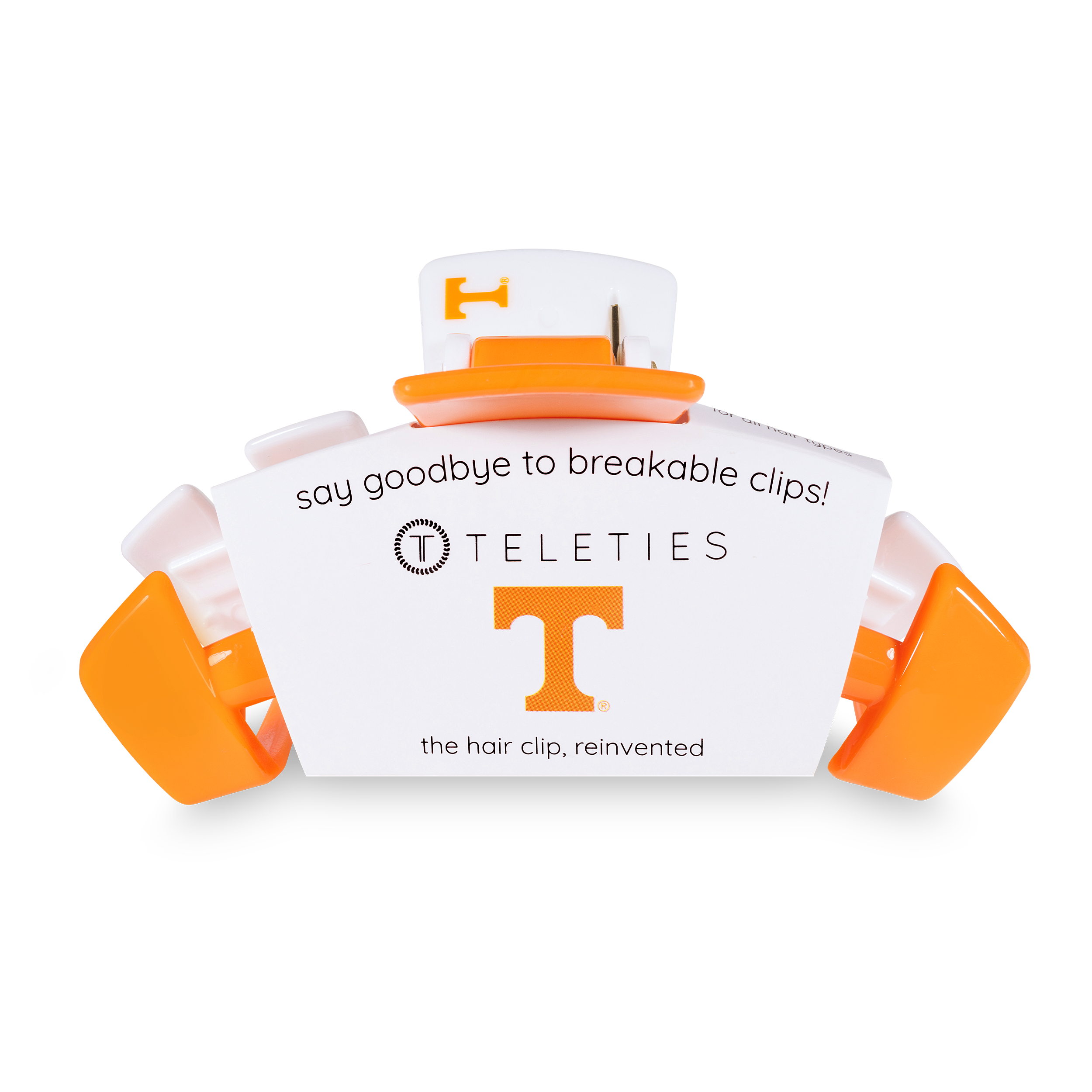Classic Hair Clip | Large | University of Tennessee — claw clip with bendable teeth that spring back to shape and strong,