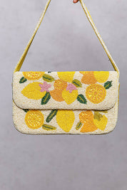 Cream Lemon Pattern Shoulder Bag