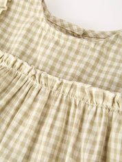 Gingham Baby Romper with Long Sleeve Puff Design — view 12