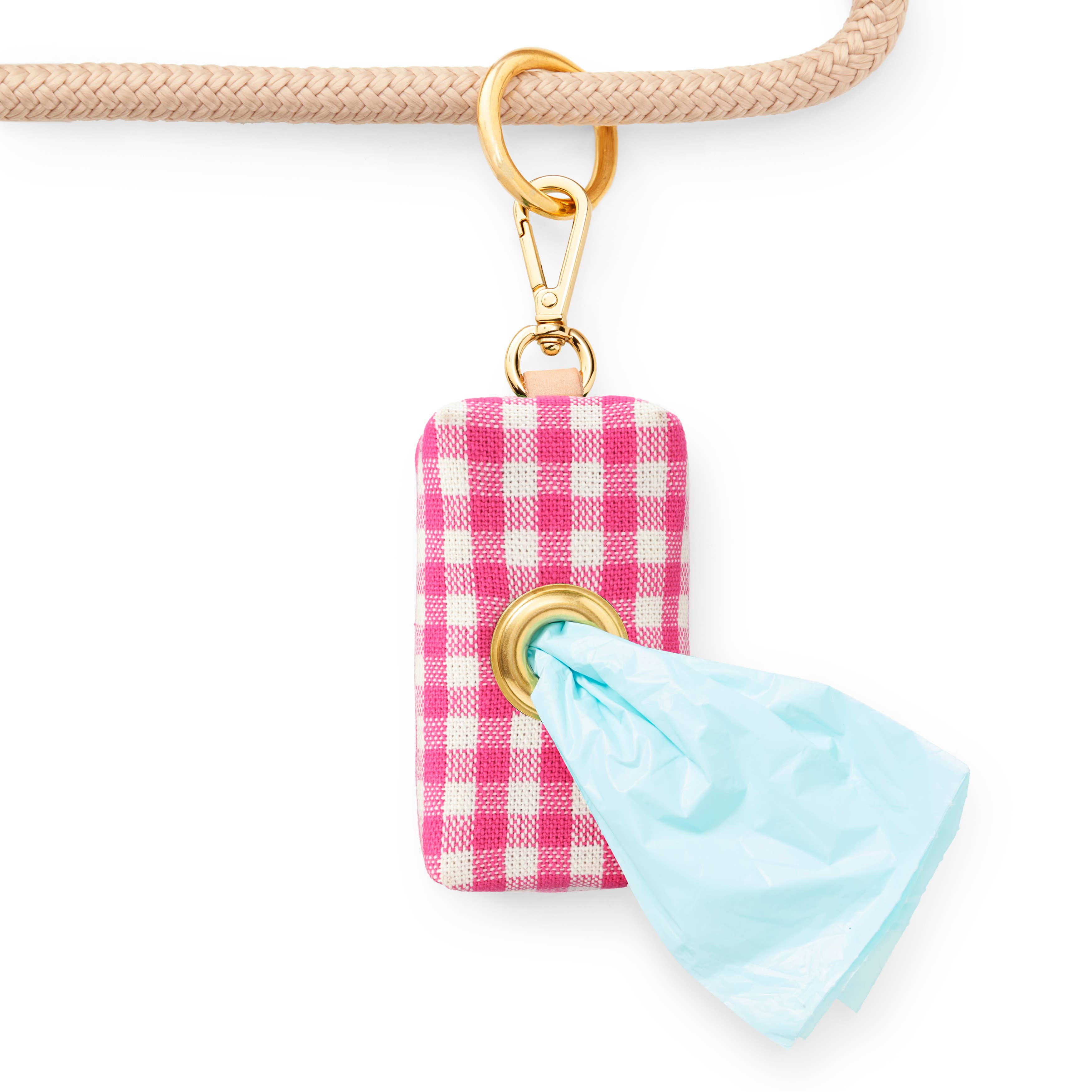 Hot Pink Gingham Waste Bag Dispenser