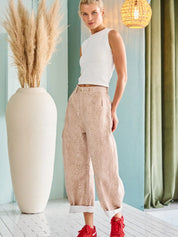 Brown Deer Print Ballon Pants