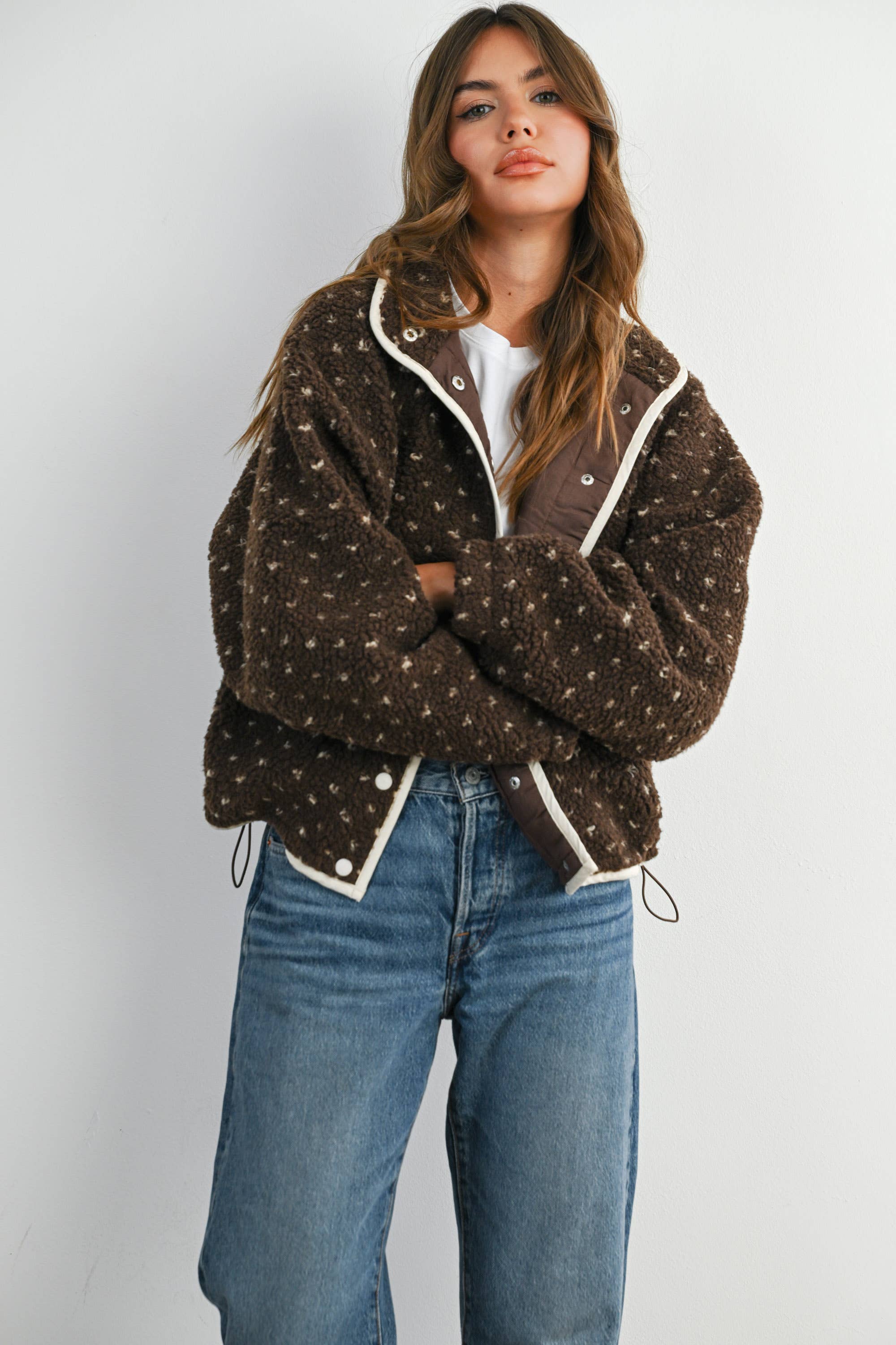 Brown Fleece Puffer Jacket