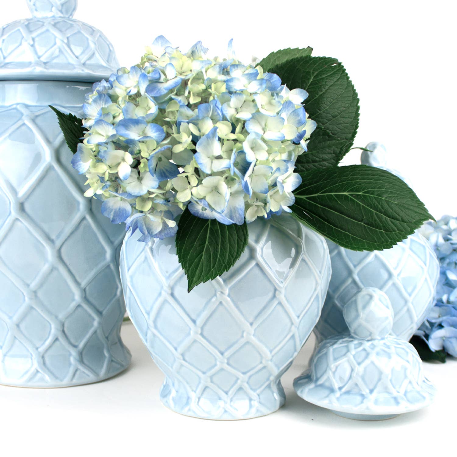 Light Blue Textured Ginger Jar - Extra Large
