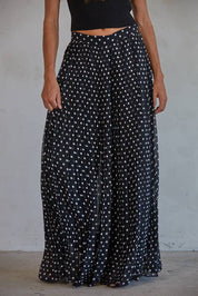 Polka Dot Pleated Wide Leg Pants
