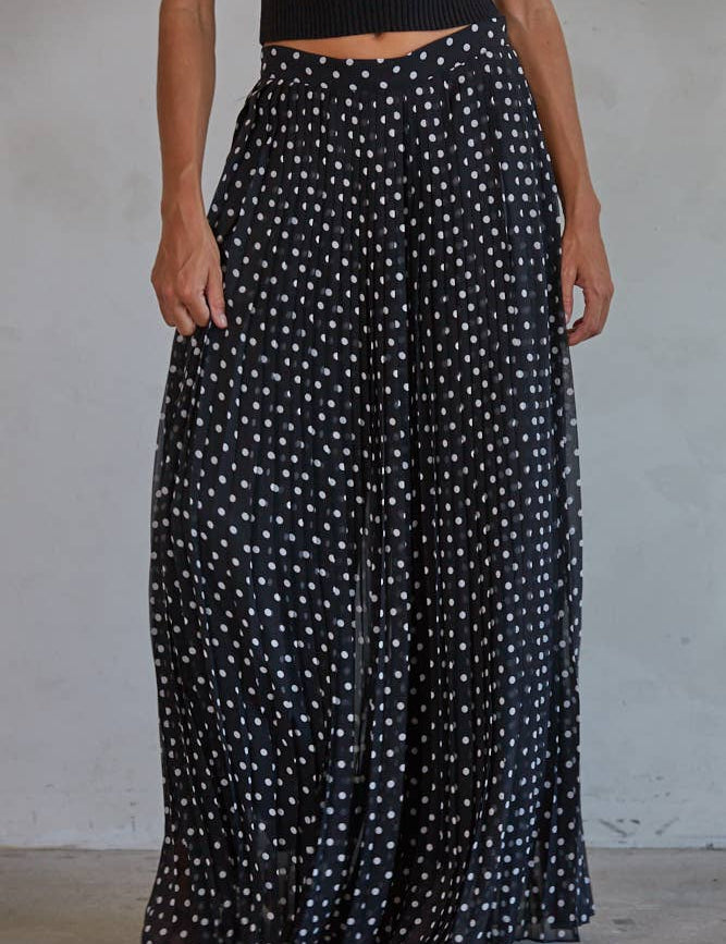 Polka Dot Pleated Wide Leg Pants