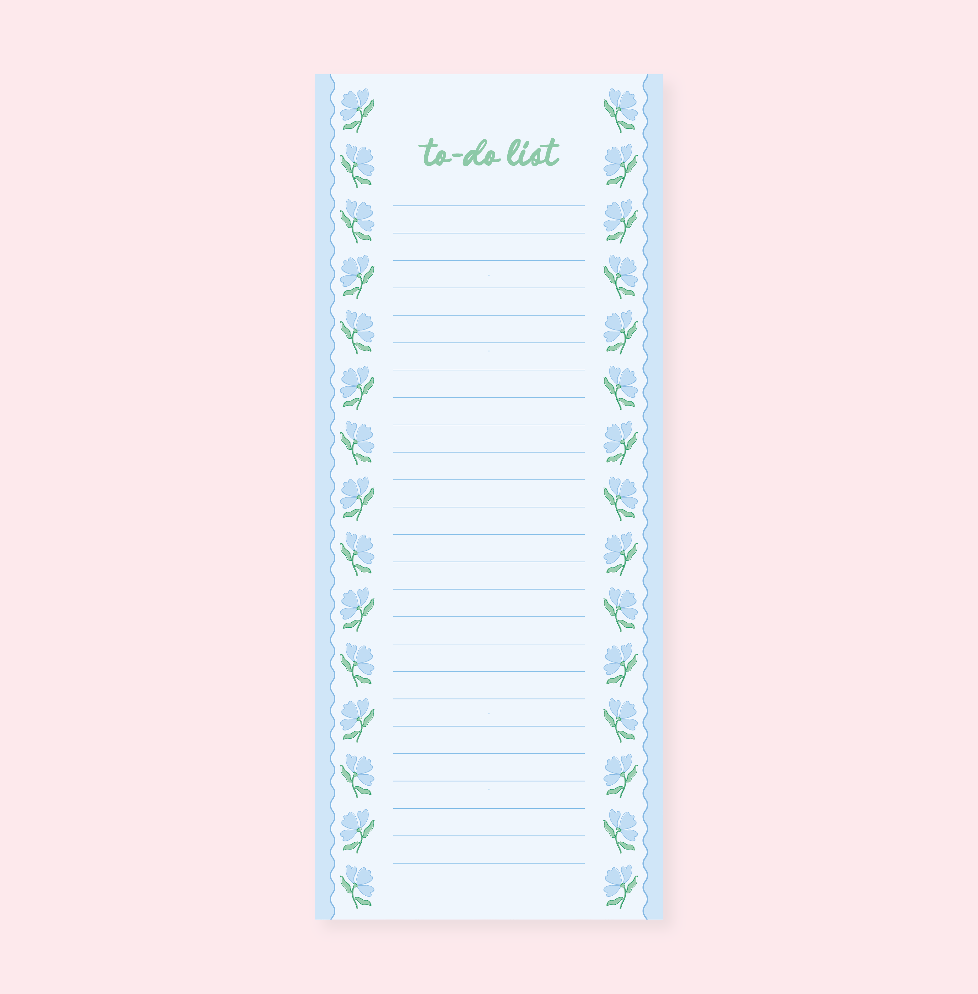 Blue Flower Wavy List Notepad