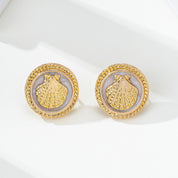 Shell Enamel Button Earrings