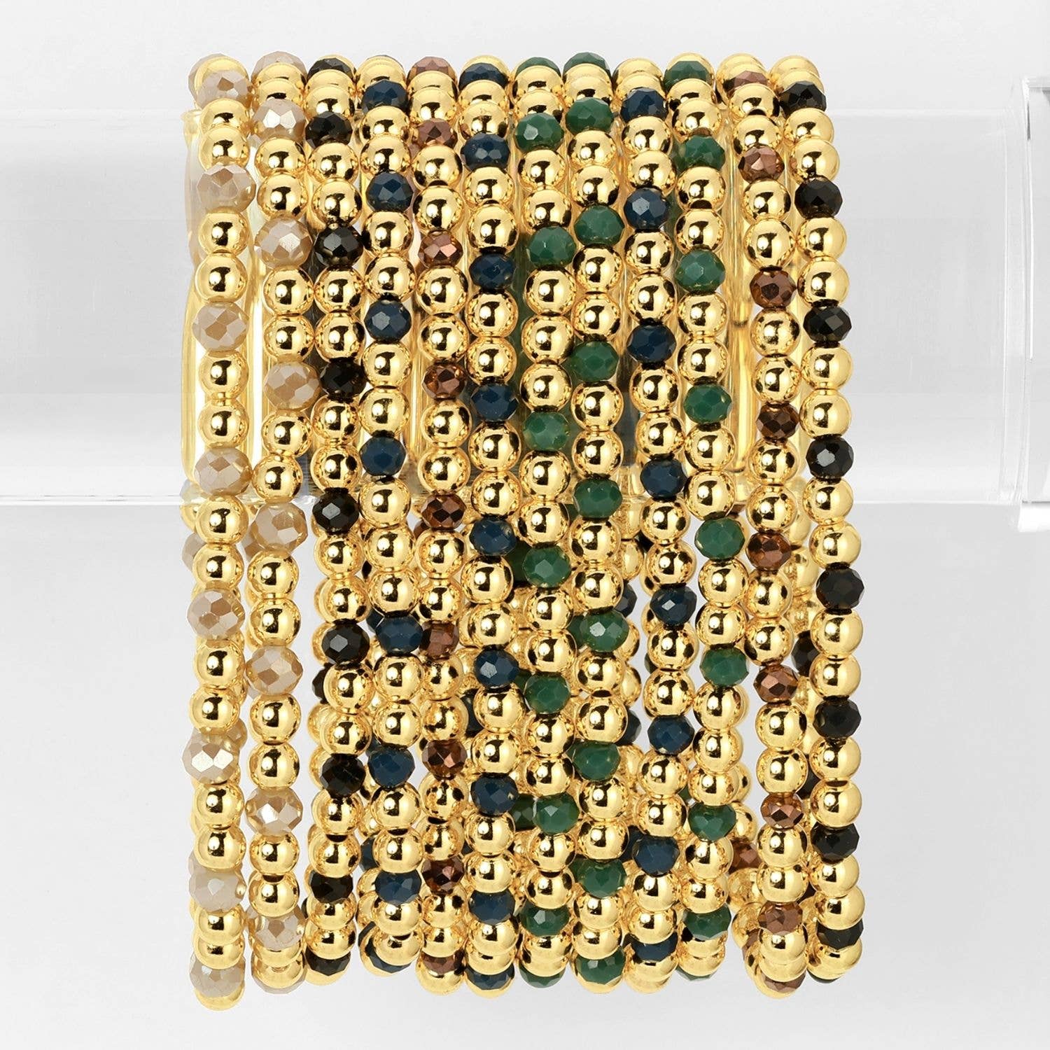 4mm Bead & Crystal Stretch Bracelet -Assorted