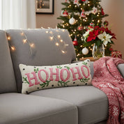 White Spotted Holiday Ho Ho Ho Hook Pillow