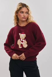 Burgundy Santa Teddy Bear Sweater