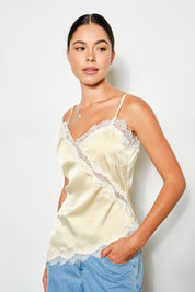 Yellow Asymmetrical Satin Cami
