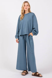 Blue Scuba Top & Pants Set