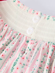 Pink Spring Floral Smocked Baby Girl Romper