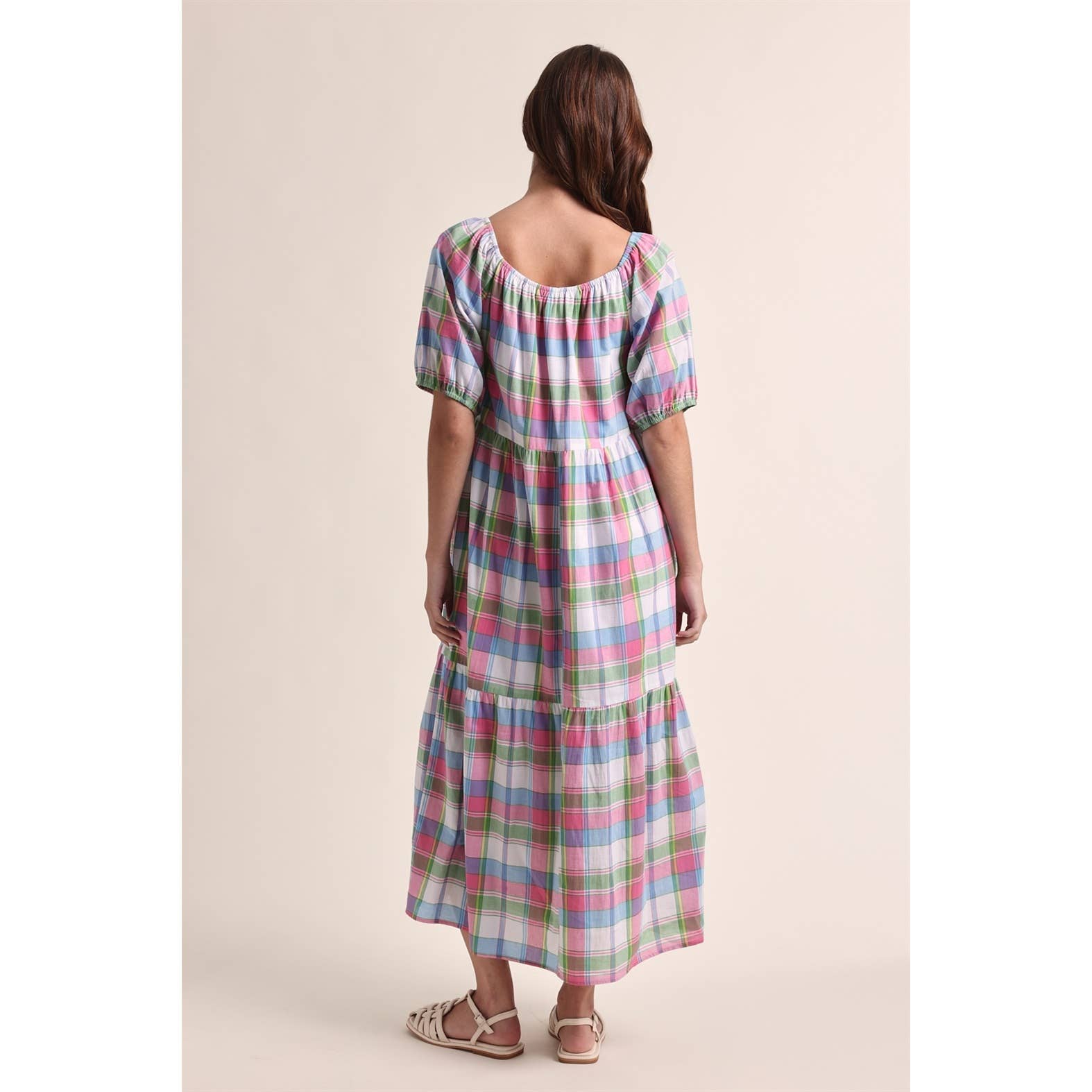 Multi Color Plaid Midi Dress