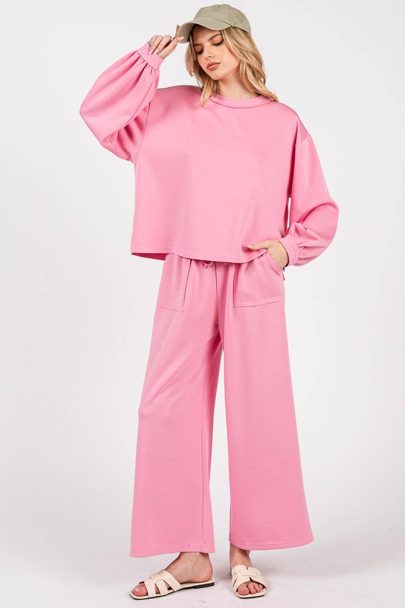 Pink Scuba Top & Pants Set