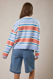 Blue & Orange Striped Cardigan