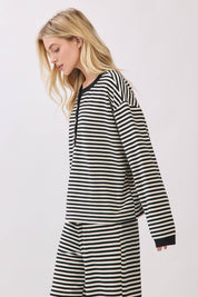 Striped Button Henley Brushed Lounge Set